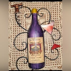 Vintage 3D Medal Wine Kitchen Wall Bar Decor Wine Bottle,Glass,Corkscrew Cottage
